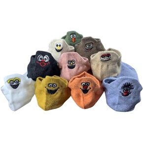 DsHome 10 Pairs Womens Cute Socks Cotton Kawaii Embroidered Funny Low Cut Socks for Women Girls Ankle Socks Cotton - 10 different fun designs Size 5-11 in Saudi Arabia