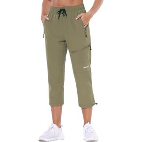 BALEAF Women's Hiking Cargo Capris Outdoor Lightweight Water Resistant Pants UPF 50 Zipper Pockets