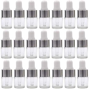 ConStore 50pcs Clear Glass Dropper Bottles Mini Essential Oil Vials with Glass Eye Dropper Empty Cosmetic Lotion Sample Bottles Refillable DIY Cosmetic Container Liquid Perfume (2ml)