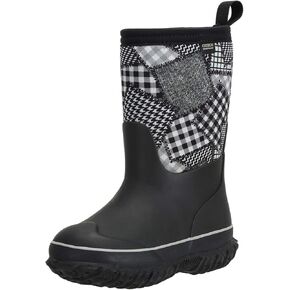 CNSBOR Kids Waterproof Insulated Rubber Neoprene Rain Boots with Easy on Rainboot for Youth