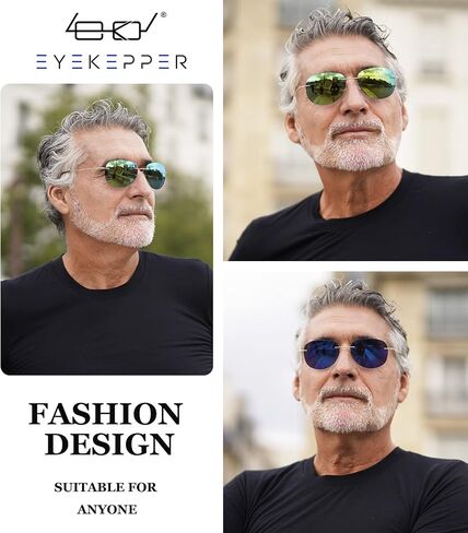 Eyekepper Rimless Titanium Frame Polarized Sunglasses Gold/Blue Mirror in Kuwait