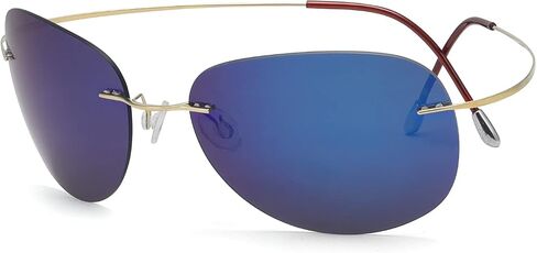 Eyekepper Rimless Titanium Frame Polarized Sunglasses Gold/Blue Mirror in Kuwait