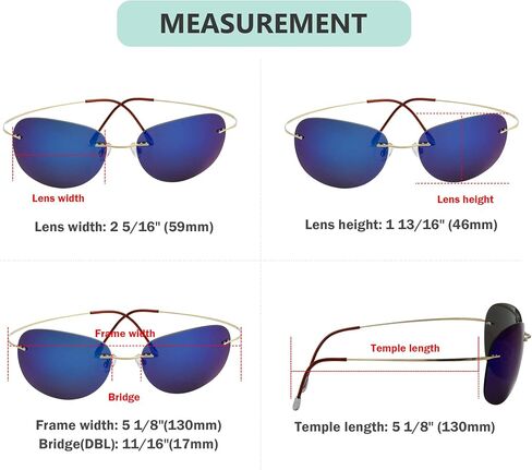 Eyekepper Rimless Titanium Frame Polarized Sunglasses Gold/Blue Mirror in Kuwait