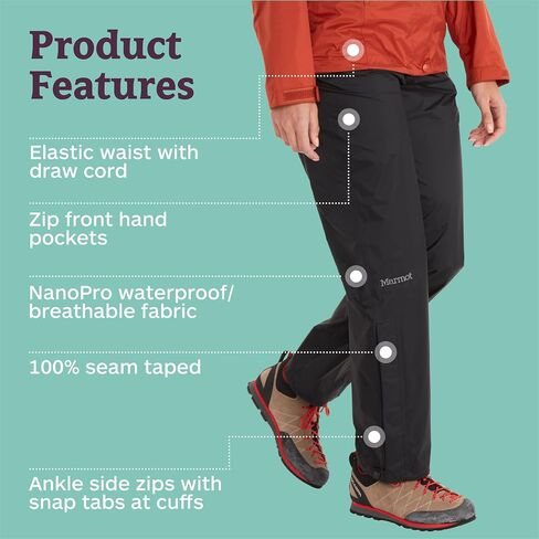 MARMOT Women's PreCip Eco Pant Short - Black - Small in Saudi Arabia