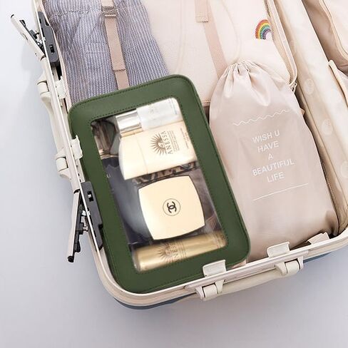 Clear Makeup Bags, TSA Approved Toiletry Bag with Zipper, Clear Makeup Organizer Fit Carry-on Travel Car Accessories Essentials,Portable Travel Small Pouch for Women Men (Black) in Saudi Arabia