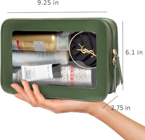 Clear Makeup Bags, TSA Approved Toiletry Bag with Zipper, Clear Makeup Organizer Fit Carry-on Travel Car Accessories Essentials,Portable Travel Small Pouch for Women Men (Black) in Saudi Arabia