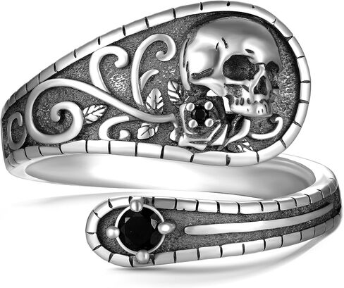 SCZKLAQ Skull Rings for Women 925 Sterling Silver Skull Rings Adjustable Thumb Skull Ring Jewelry Gift for Women in Saudi Arabia