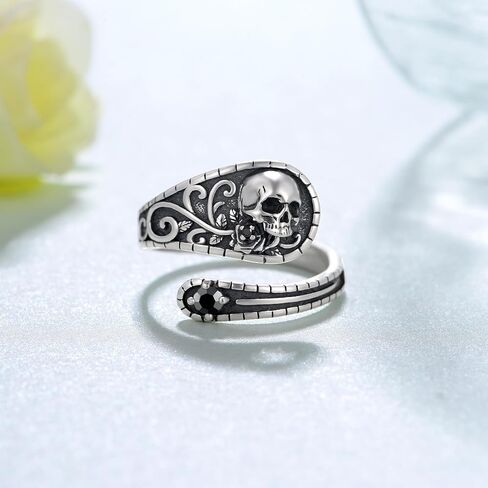 SCZKLAQ Skull Rings for Women 925 Sterling Silver Skull Rings Adjustable Thumb Skull Ring Jewelry Gift for Women in Saudi Arabia