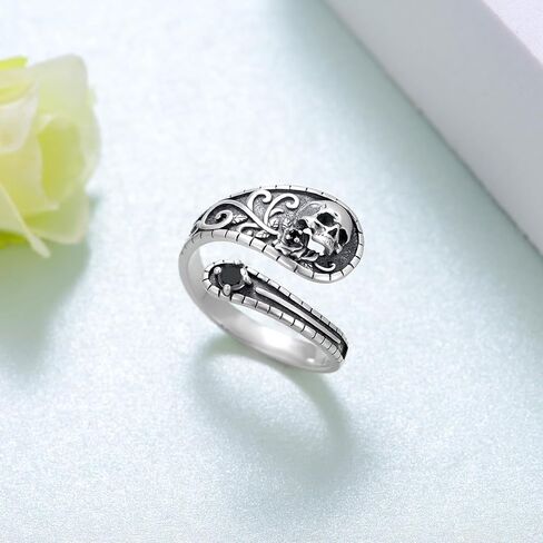 SCZKLAQ Skull Rings for Women 925 Sterling Silver Skull Rings Adjustable Thumb Skull Ring Jewelry Gift for Women in Saudi Arabia
