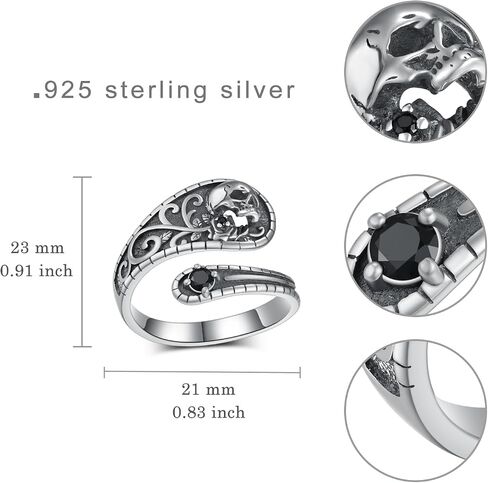 SCZKLAQ Skull Rings for Women 925 Sterling Silver Skull Rings Adjustable Thumb Skull Ring Jewelry Gift for Women in Saudi Arabia