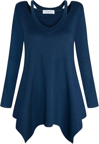 بولوتس قميص تونيك كاجوال منقوش باكمام 3/4 ورقبة على شكل حرف V للنساء in Kuwait