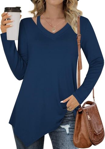 بولوتس قميص تونيك كاجوال منقوش باكمام 3/4 ورقبة على شكل حرف V للنساء in Kuwait