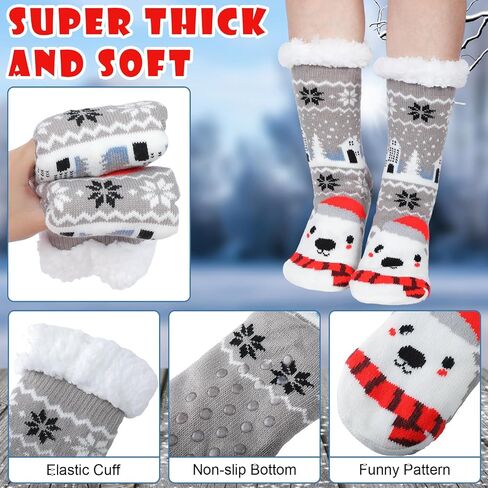 Suhine 6 Pairs Winter Women's Non Slip Slipper Socks With Grippers Soft Warm Fuzzy Fleece Lining Knitting Slipper Socks for Gifts in Saudi Arabia