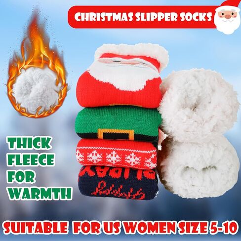 Suhine 6 Pairs Winter Women's Non Slip Slipper Socks With Grippers Soft Warm Fuzzy Fleece Lining Knitting Slipper Socks for Gifts in Saudi Arabia