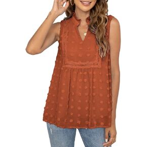 VIISHOW Women Sleeveless V Neck Casual Chiffon Blouse