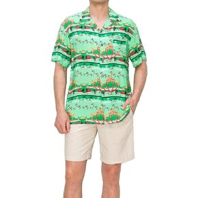 OmegaTux 100% Rayon Mens Hawaiian Shirts Short Sleeve Hawaiian Shirts for Men with Front Pocket Availabe Size S - 4XL