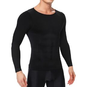 MISS MOLY Gynecomastia Compression Shirts for Men Long Sleeve Slimming Body Shaper Tummy Control Shapewear Undershirt