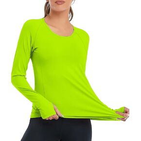 Womens Neon Athletic Yoga Tops Casual Long Sleeve Workout Thumbhole Tee Shirts for Women