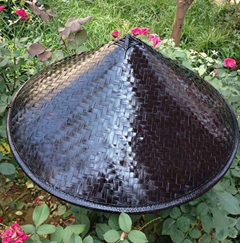 صَني هيل قبعة ساموراي يابانية مصنوعة يدويا من الخيزران للحفلات التنكرية بلون اسود in Kuwait