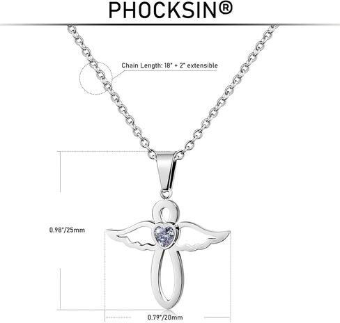 PHOCKSIN يناير-ديسمبر جوهرة القلائد للنساء زركون إنفينيتي مع لطيف الملاك الجناح قلادة قلادة للفتيات in Kuwait