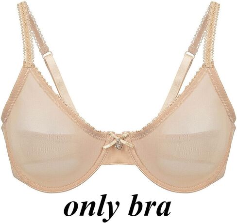 Sheer See Through Bras and Panties Set Unlined Mesh Sexy Lace for Women Plus Size in Kuwait