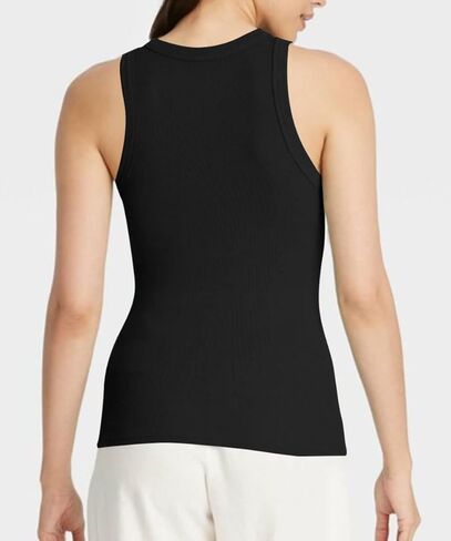 Dellytop Summer Womens Tank Tops - Casual Sleeveless Basic Cami Top Shirt Slim Knit Ribbed Racerback Workout Blouses Black-b in Kuwait