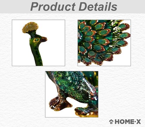 Home-X Peacock Ring Jewelry Holder Dish – Pewter and Enamel Bird Jewelry Organizer for Earrings, Rings, Bracelets, Home Decor Trinket Tray, Engagement & Wedding Ring Stand, Ideal Gift in Saudi Arabia