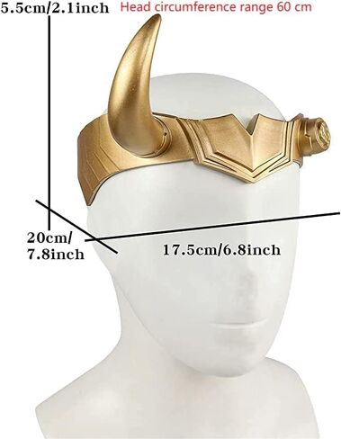 ZIMBRO Loki تاج قرون خوذة ذهبية لسيدة تأثيري تنكر اكسسوارات الدعامة لوكي قرون هالوين زي الدعامة in Kuwait