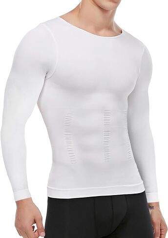 MISS MOLY Gynecomastia Compression Shirts for Men Long Sleeve Slimming Body Shaper Tummy Control Shapewear Undershirt in Kuwait