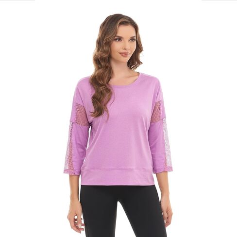 Workout Shirts for Women,Womens Mesh Athletic Shirt Yoga Gym Tops Sportwear 3/4 Sleeve Workout Tops for Women in Saudi Arabia