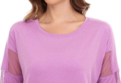 Workout Shirts for Women,Womens Mesh Athletic Shirt Yoga Gym Tops Sportwear 3/4 Sleeve Workout Tops for Women in Saudi Arabia