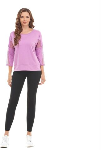 Workout Shirts for Women,Womens Mesh Athletic Shirt Yoga Gym Tops Sportwear 3/4 Sleeve Workout Tops for Women in Saudi Arabia