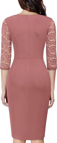 Miusol Women's Classy V-Neck Floral lace 3/4 Sleeve Cocktail Party Dress in Saudi Arabia