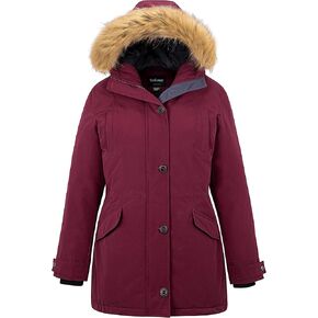 Soularge Women's Plus Size Winter Warm Padded Coat with Faux Fur Hood