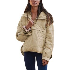 Xuehaya Women Packable Quilted Puffer Jacket Oversized Lightweight Pullover Coats Hooded Puffy Winter Jackets with Pockets