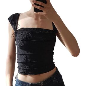SOLILOQUY Women Babydoll Cami Top Strappy Low Cut Square Neck Cute Floral Tank Top Y2K Milkmaid Crop Tops