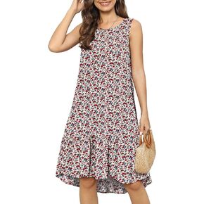 فساتين الصيف من LILBETTER للنساء فستان الشمس الشاطئي ذو الأزهار الكاجوال فستان بوهو بدون أكمام in Kuwait