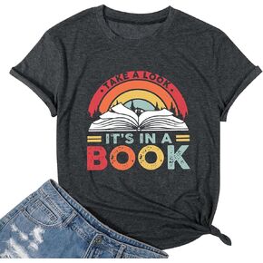DUTUT Book Shirts Women Reading Rainbow Book T Shirt Reading Teacher Shirt Book Lover Tshirt Inspirational Short Sleeve Top