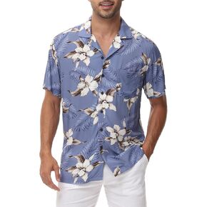 MCEDAR Hawaiian Shirt for Men Regular Fit Short Sleeve Button Down Summer Beach Tropical Aloha Shirts S-3XL