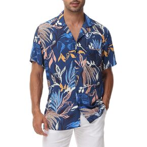 MCEDAR Hawaiian Shirt for Men Regular Fit Short Sleeve Button Down Summer Beach Tropical Aloha Shirts S-3XL