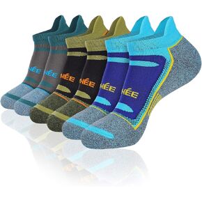 JOYNÉE 6 Pack Men's Running Ankle Socks with Cushion, Low Cut Athletic Sport Tab Socks