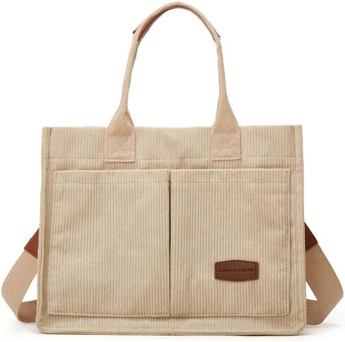 Tote Bag for Women Fashion Corduroy Handbags Casual Hobo Messenger Bag Canvas Shoulder Bag with Multi-pocket in Kuwait