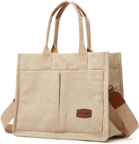 Tote Bag for Women Fashion Corduroy Handbags Casual Hobo Messenger Bag Canvas Shoulder Bag with Multi-pocket in Kuwait