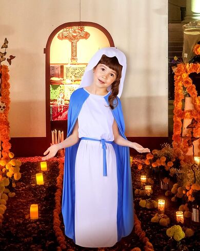 Kids Biblical Costumes Girls Virgin Nativity Costume Blue Christian Saint Mary Costume for Halloween Cosplay in Saudi Arabia