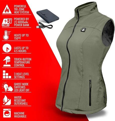 ActionHeat Women's 5V Heated Vest, Slim Lightweight Softshell with Battery Pack in Kuwait