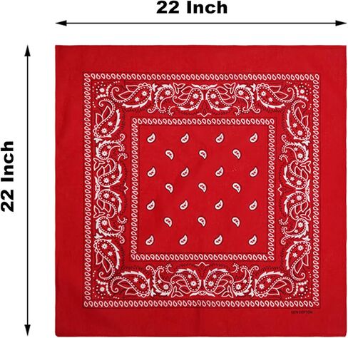SYHRHL 22"*22" 100% Cotton Bandana Print Paisley Bandanas Cowboy Handkerchiefs for Men and Women 12-Pack Set in Kuwait