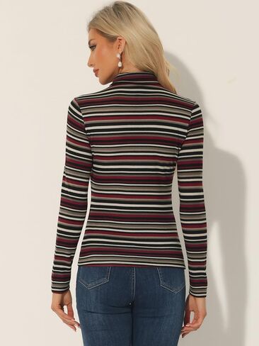 Allegra K Women's Long Sleeve Turtleneck Tops Stretch Slim Christmas Xmas Party Shirt in Kuwait