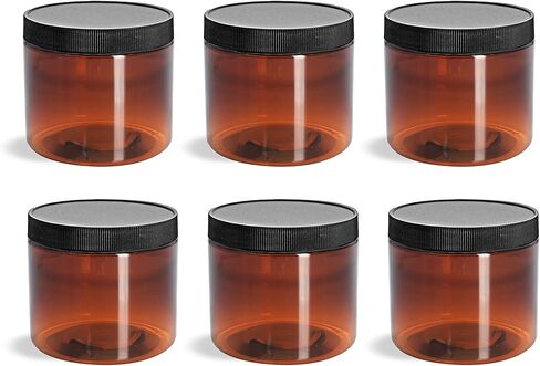 برطمانات بلاستيكية كهرمانية سعة 16 أونصة مع أغطية من ljdeals، عبوات دائرية فارغة قابلة لإعادة الملء، عبوة من 6 قطع، خالية من مادة BPA، مصنوعة في الولايات المتحدة الأمريكية، مثالية للمطبخ ومستحضرات التجميل والغسول ومنتجات العناية الشخصية والمزيد in Kuwait