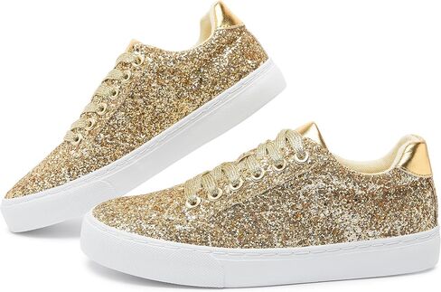 Jeekopeg Glitter Sparkly Fashion Sneakers Shoes Shiny Casual Shoes Bling Sequin Concert Low Cut Lace up Shoes in Saudi Arabia