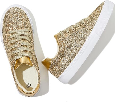 Jeekopeg Glitter Sparkly Fashion Sneakers Shoes Shiny Casual Shoes Bling Sequin Concert Low Cut Lace up Shoes in Saudi Arabia